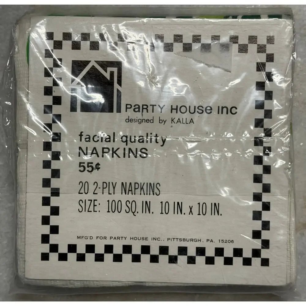 Vintage Party House Kalla Mod Green Paper Napkins NOS Mid Century Retro 20 Count